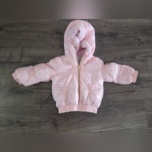 Le Chic Blush Pink Floral Kids Puffer Jacket Size 3t
